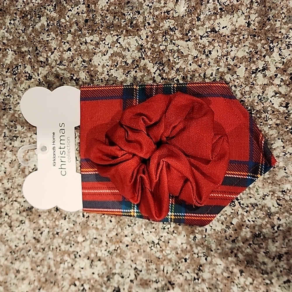 Dog bandana and owner hair scrunchie